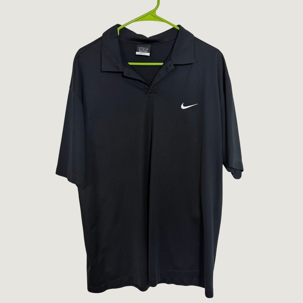 Nike Golf Mens Dri-FIT Polo Shirt Black Short Sleeve XL
